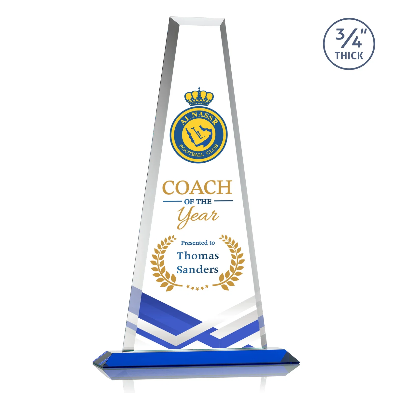 Customized Starfire Crystal Tower Award on Standard Base, Ten Colors for safety achievement programs