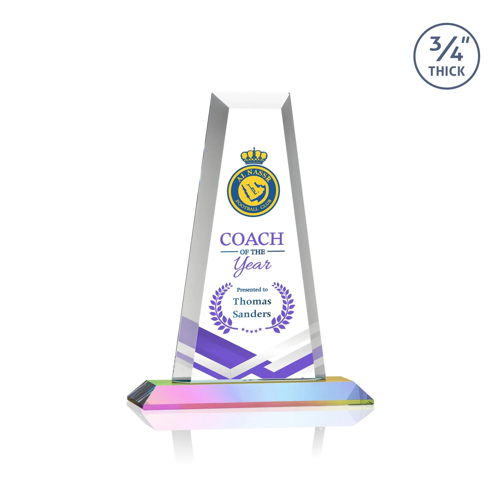 Customized Starfire Crystal Tower Award on Standard Base, Ten Colors for dealer and partner awards