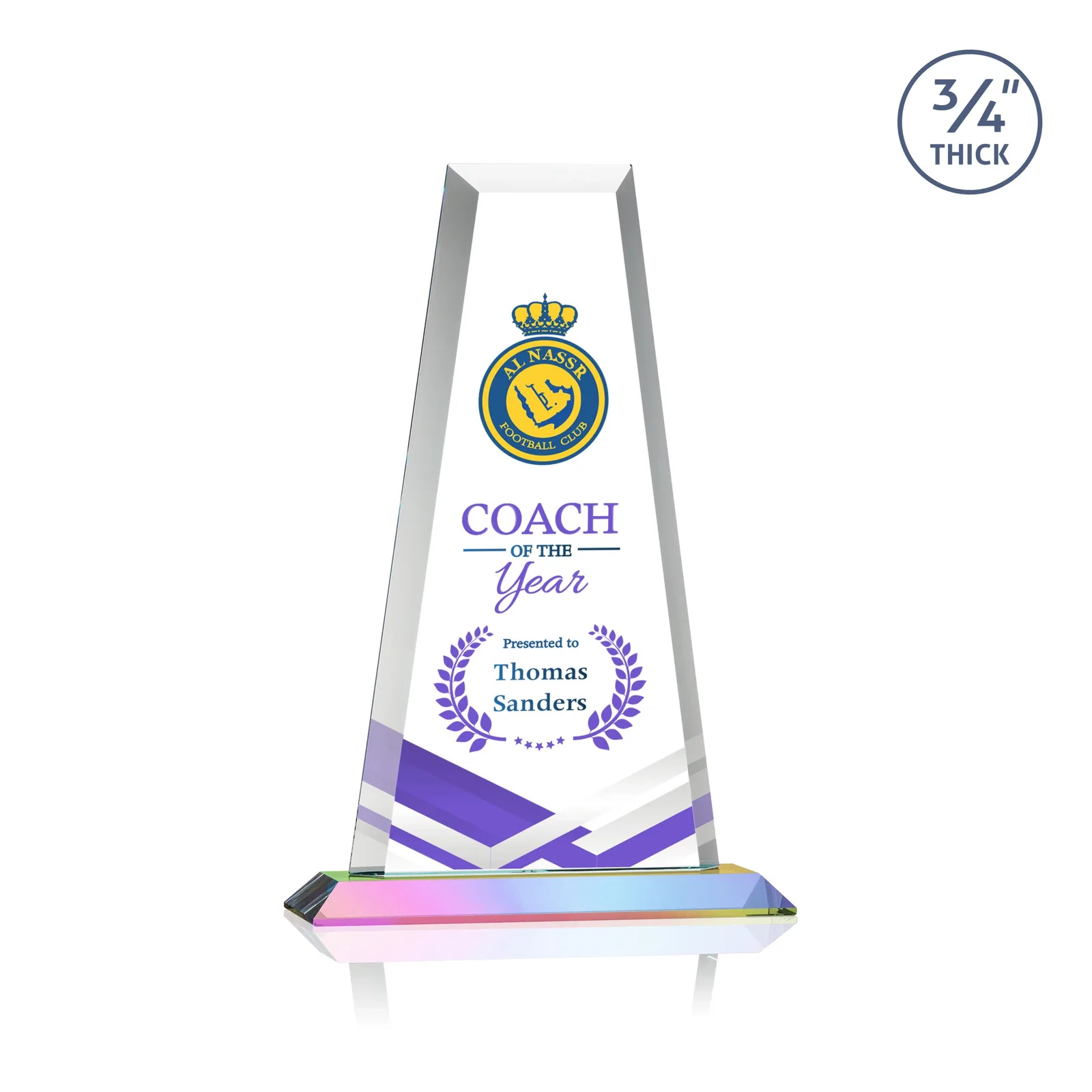 Customized Starfire Crystal Tower Award on Standard Base, Ten Colors for company anniversary events