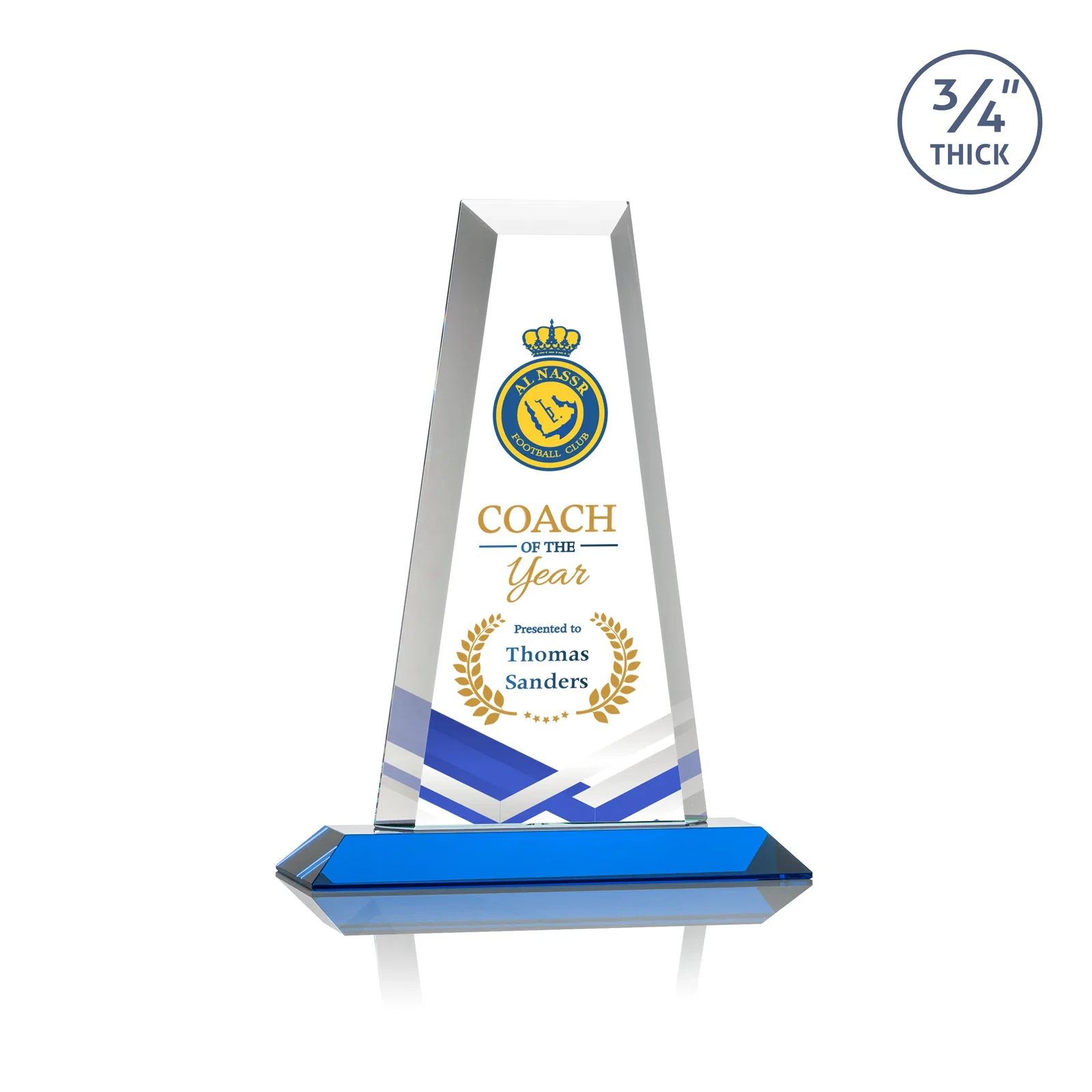 Custom engraved Starfire Crystal Tower Award on Standard Base, Ten Colors for safety achievement programs