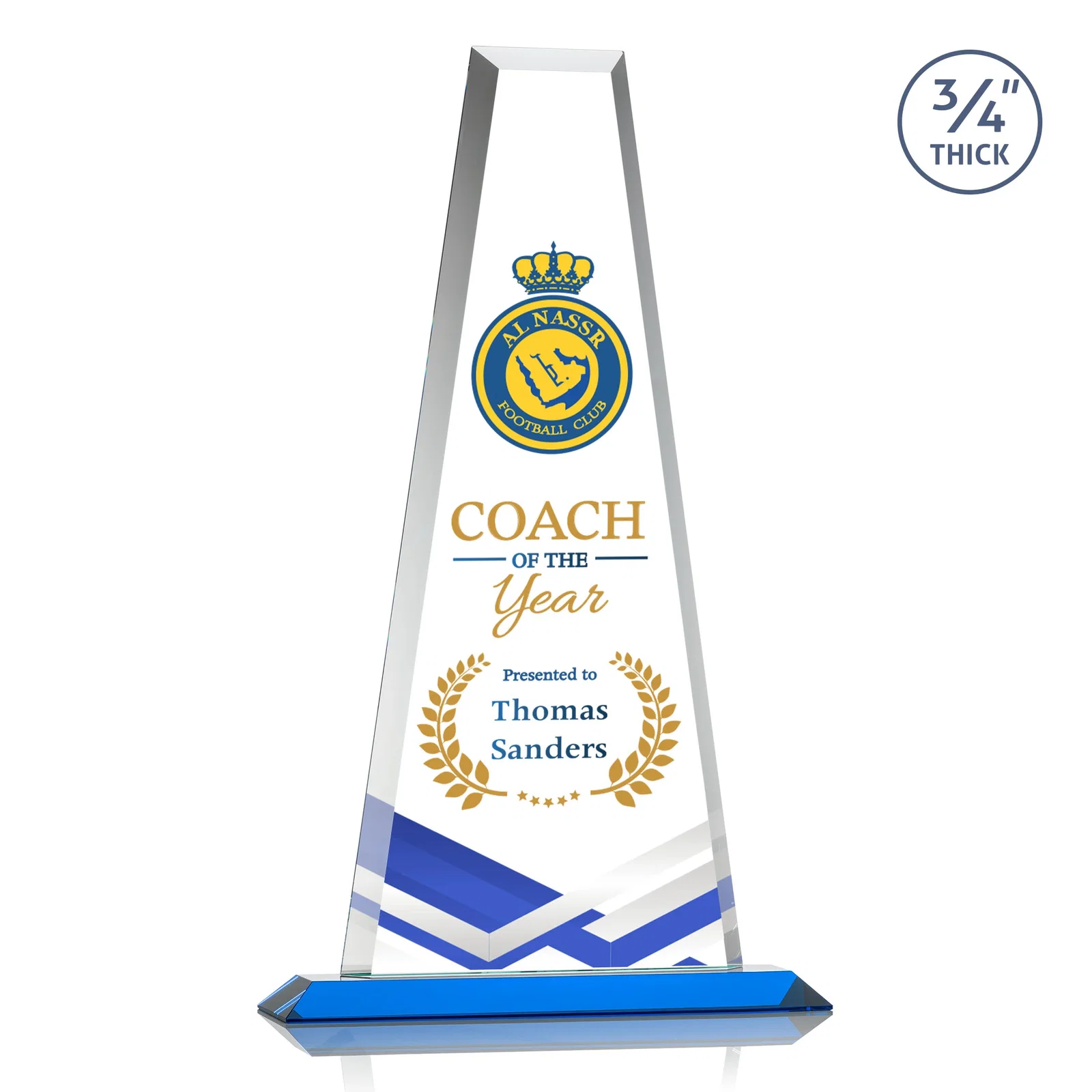 Custom engraved Starfire Crystal Tower Award on Standard Base, Ten Colors for company anniversary events