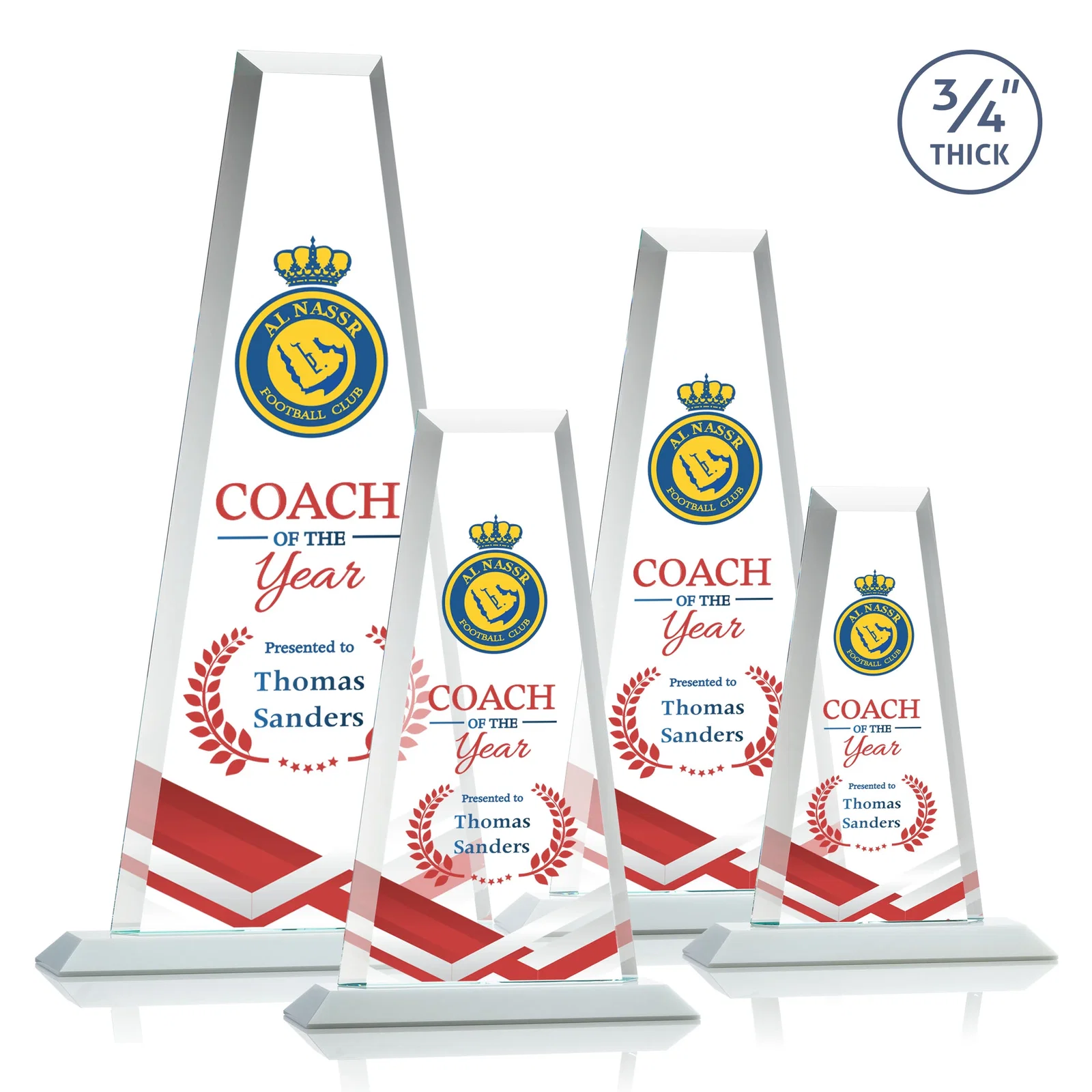 Custom Starfire Crystal Tower Award on Standard Base, Ten Colors, with your logo for employee recognition