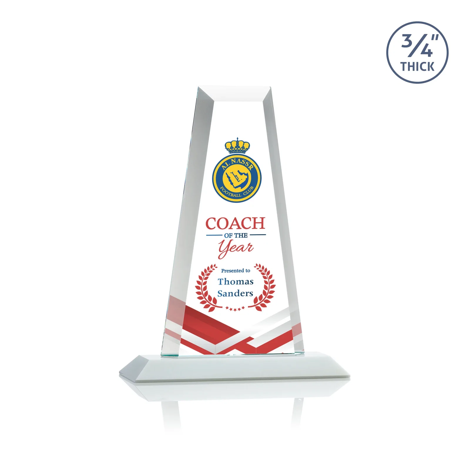 Custom Starfire Crystal Tower Award on Standard Base, Ten Colors, with your logo for corporate award ceremonies