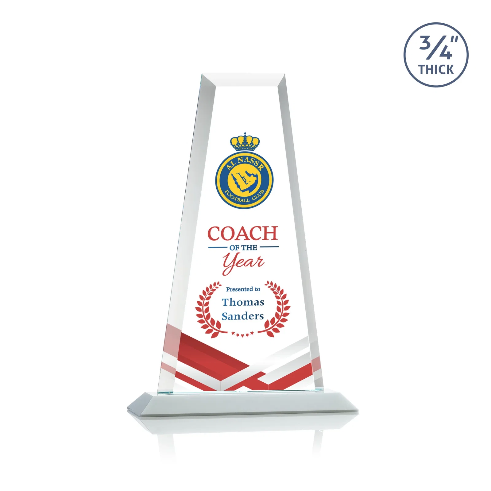 Custom Starfire Crystal Tower Award on Standard Base, Ten Colors, with your logo for service anniversary gifts