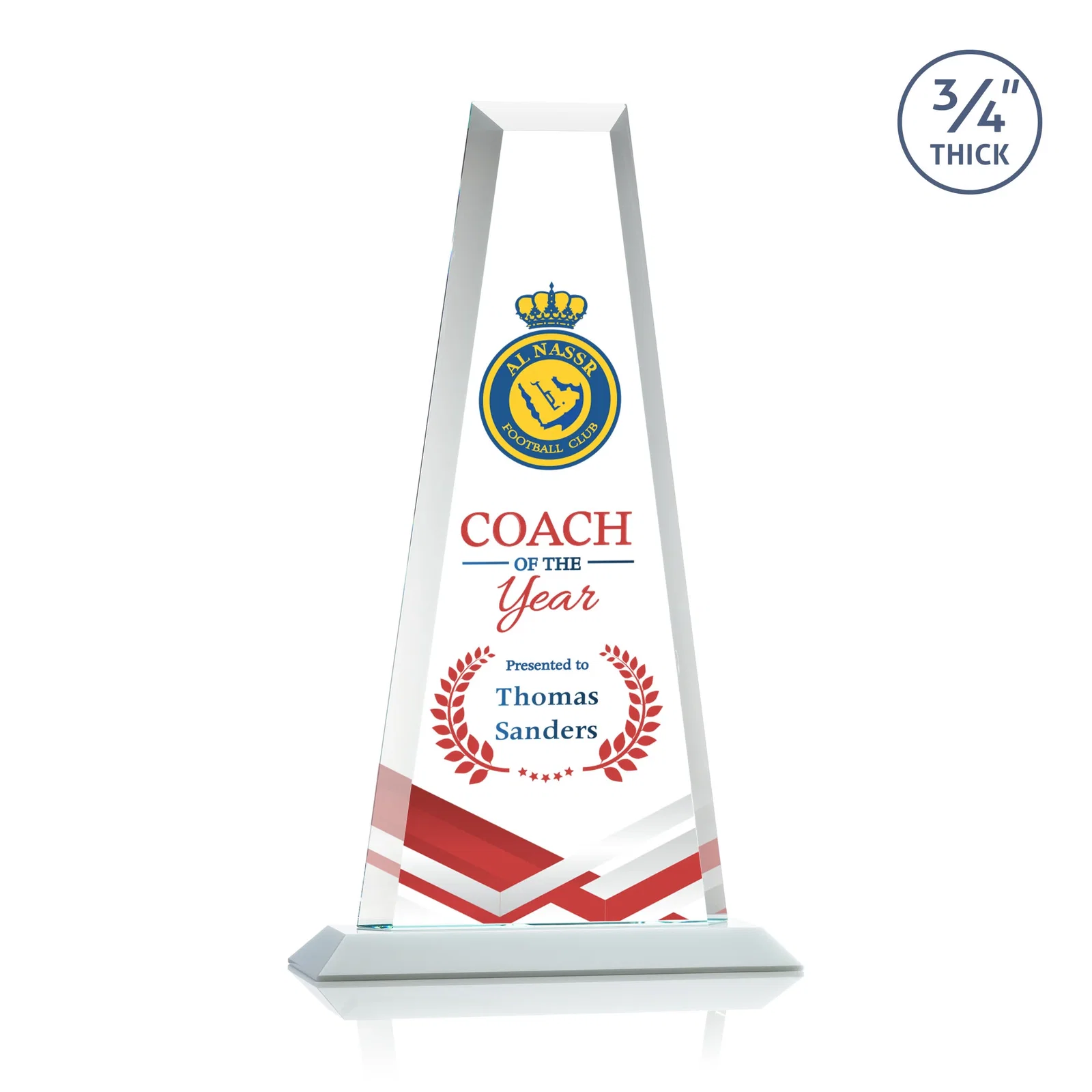 Custom Starfire Crystal Tower Award on Standard Base, Ten Colors, with your logo for sales achievement awards