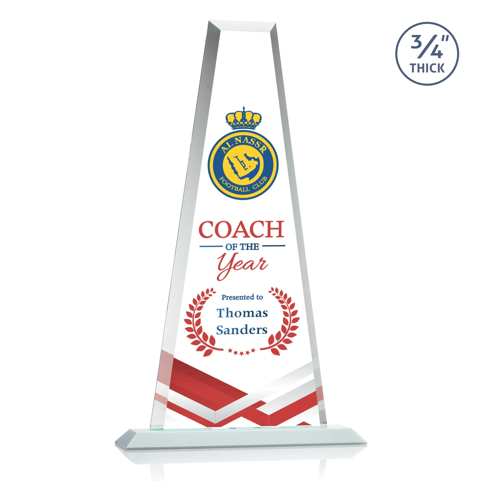 Custom Starfire Crystal Tower Award on Standard Base, Ten Colors, with your logo for retirement presentations