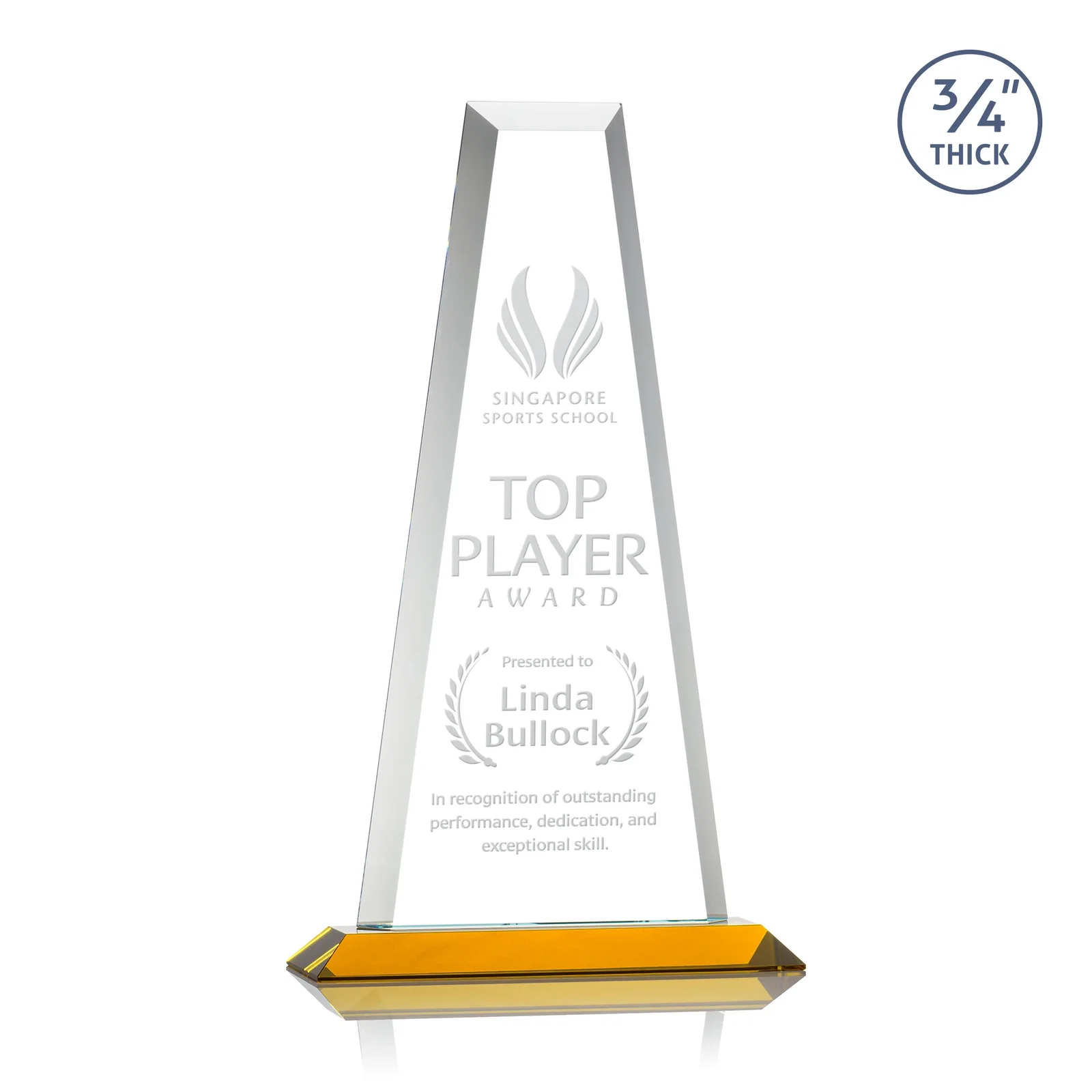 Custom Starfire Crystal Tower Award on Standard Base, Ten Colors for safety achievement programs