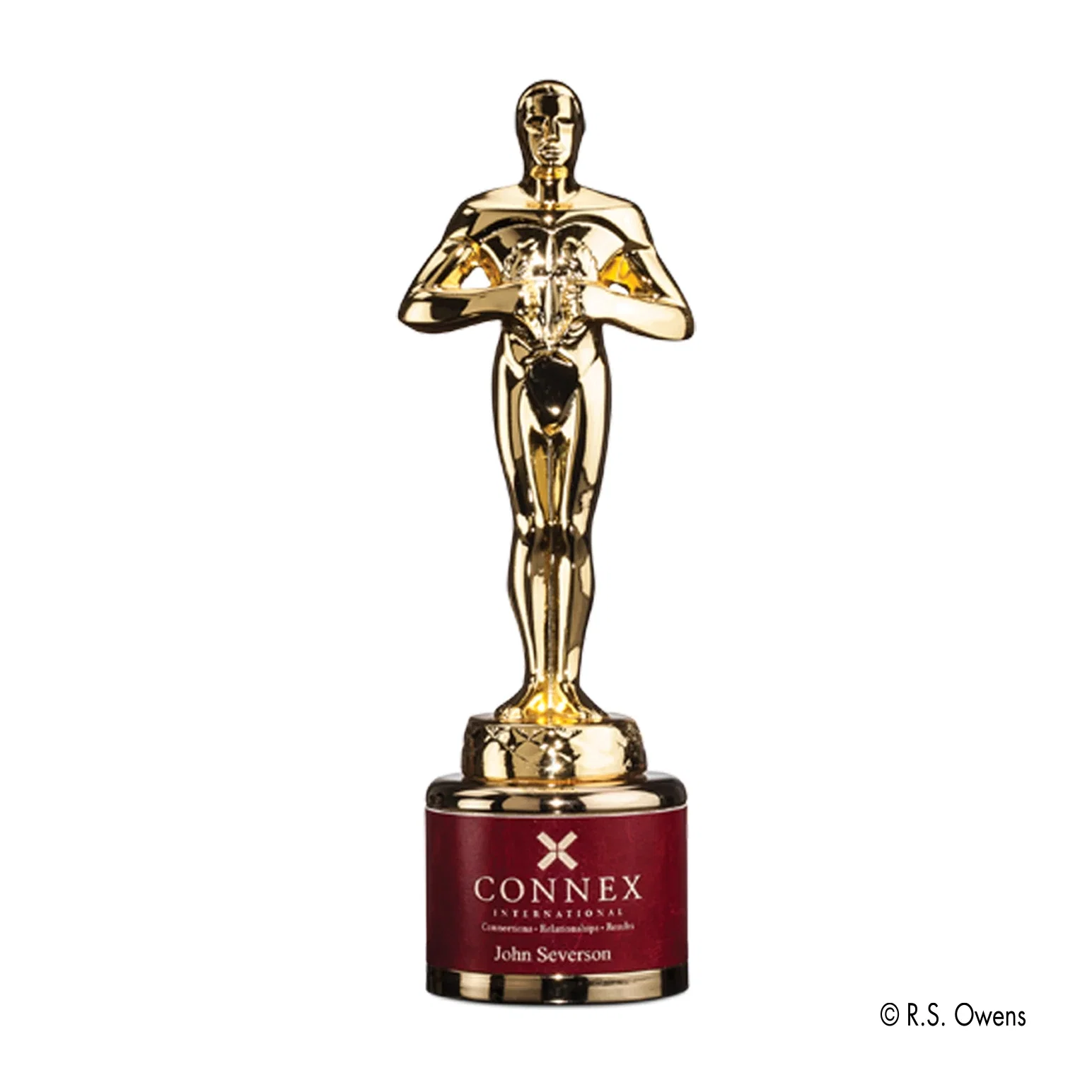 Custom Gold-Plated Classic Achievement Figure Award on Leather Base for employee recognition