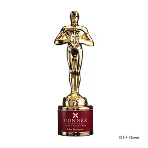 Gold-Plated Classic Achievement Figure Award on Leather Base