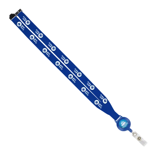 IMPORT 3/4" Polyester Lanyard with Retractable Badge Reel and IPH7 back of neck convenience release. — view 2