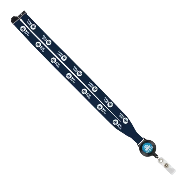 IMPORT 3/4" Polyester Lanyard with Retractable Badge Reel and IPH7 back of neck convenience release. — view 3