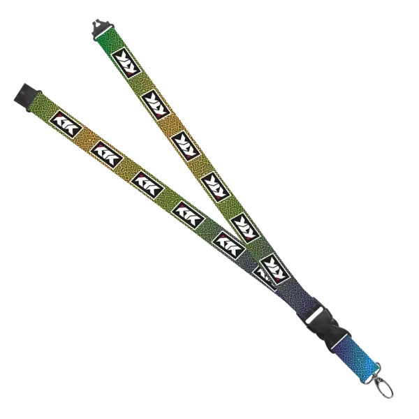 IMPORT Maverick 1" Dye-Sublimated Lanyard w/ Slide Buckle Release, Silver Metal Oval & Convenience Release