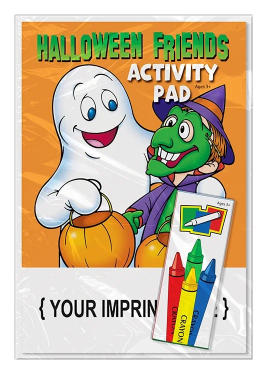 Imprinted Halloween Friends Kids Activity Pad - Free Shipping Included