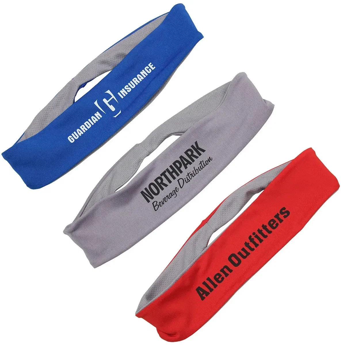 Impulse stretch cooling headband, branded custom sweat-control headband, front view
