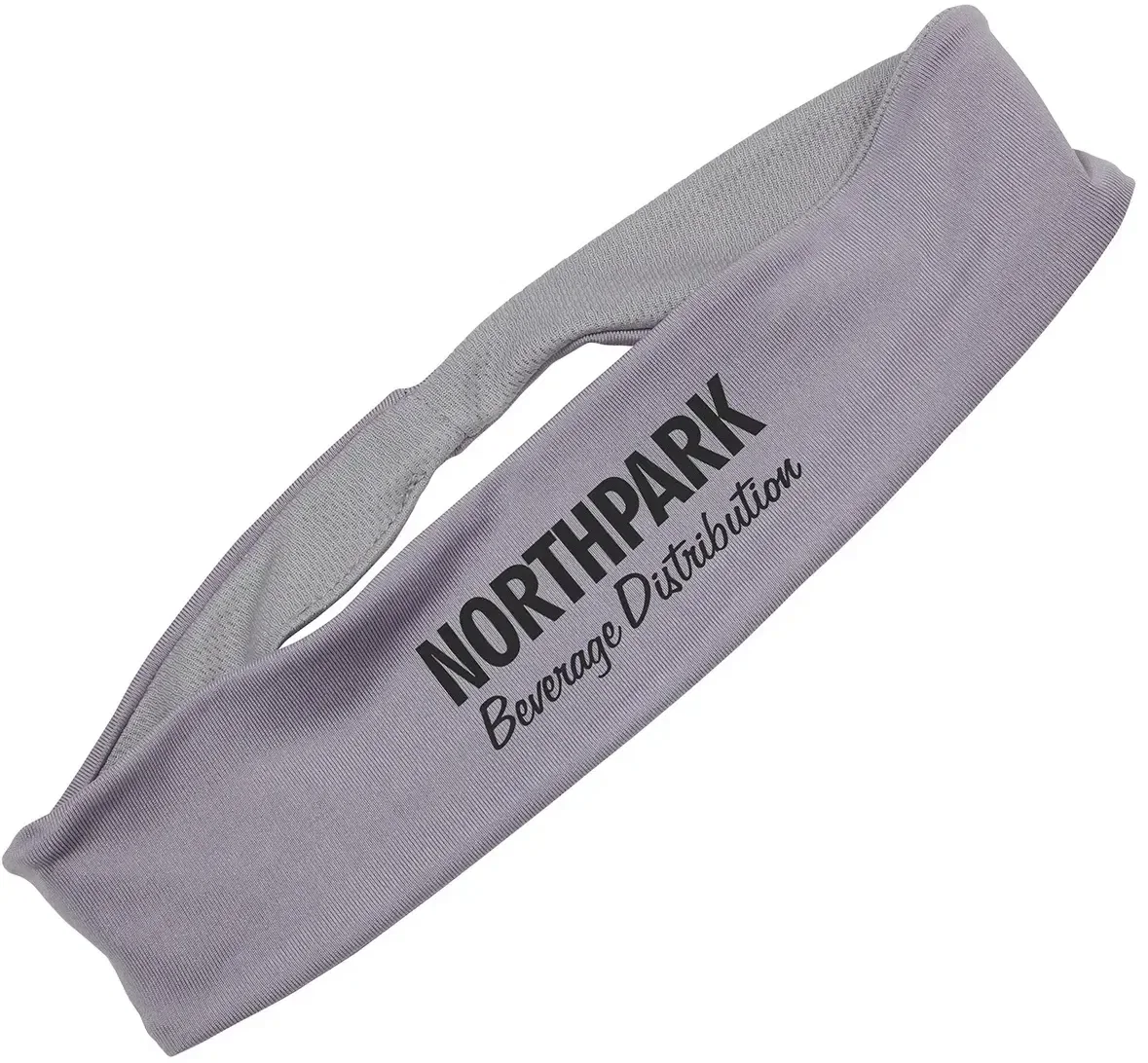 Branded Impulse stretch headband laid flat to show full imprint surface