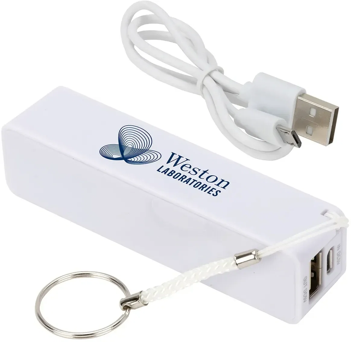 Branded In-Style power bank side profile showing charging port