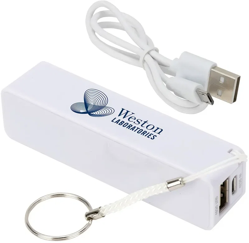 Branded In-Style power bank side profile showing charging port
