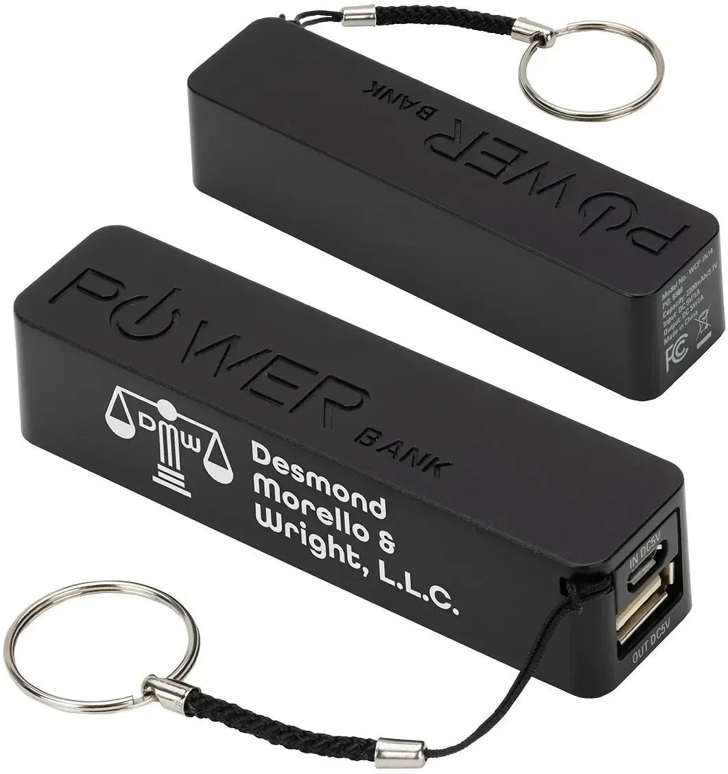 Custom In-Style 2200mAh charger back view with imprint area