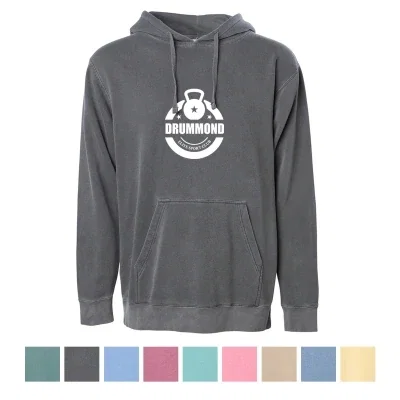 Front of the hoodie displayed in a soft washed shade