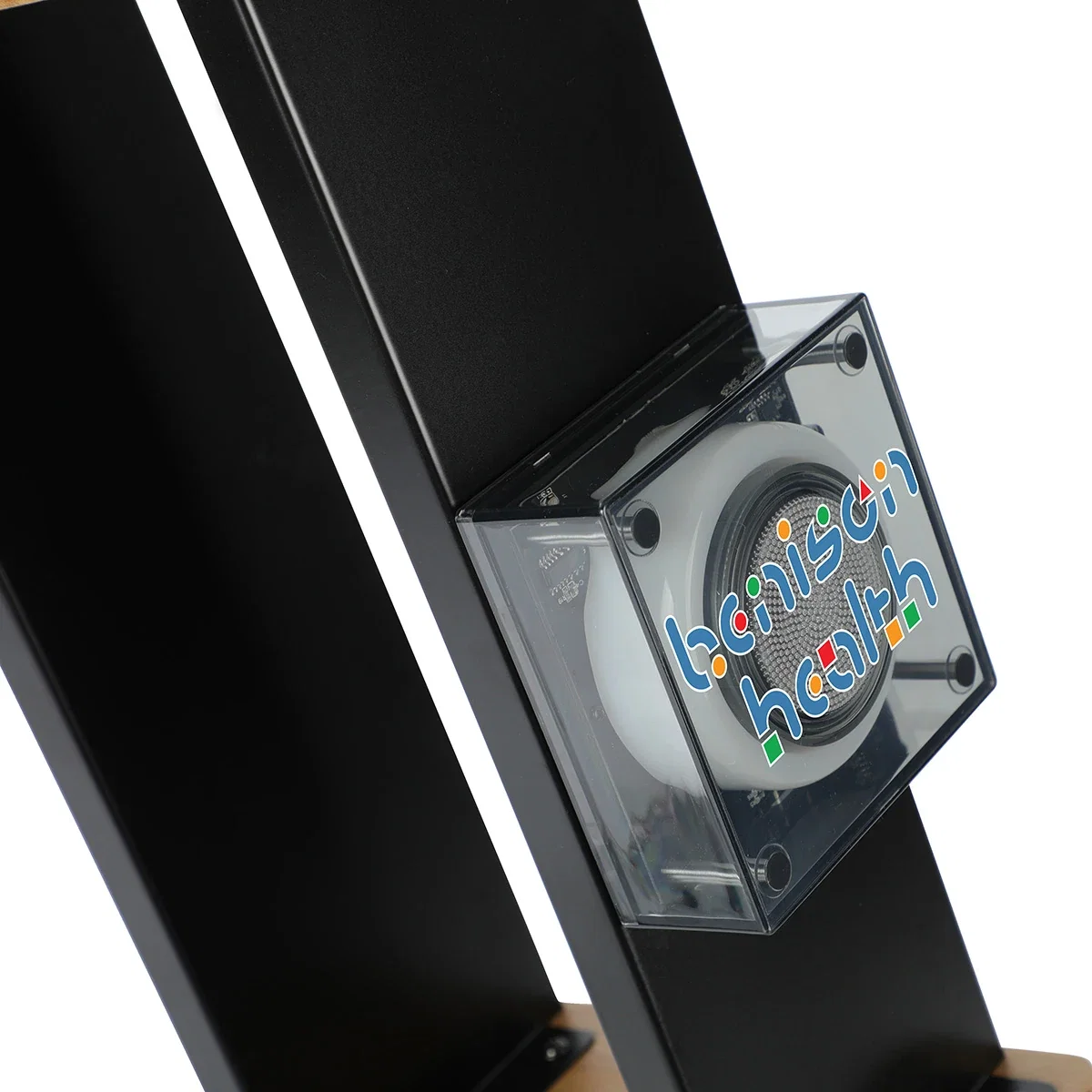 Close-up of the Indigo Speaker's logo imprint area