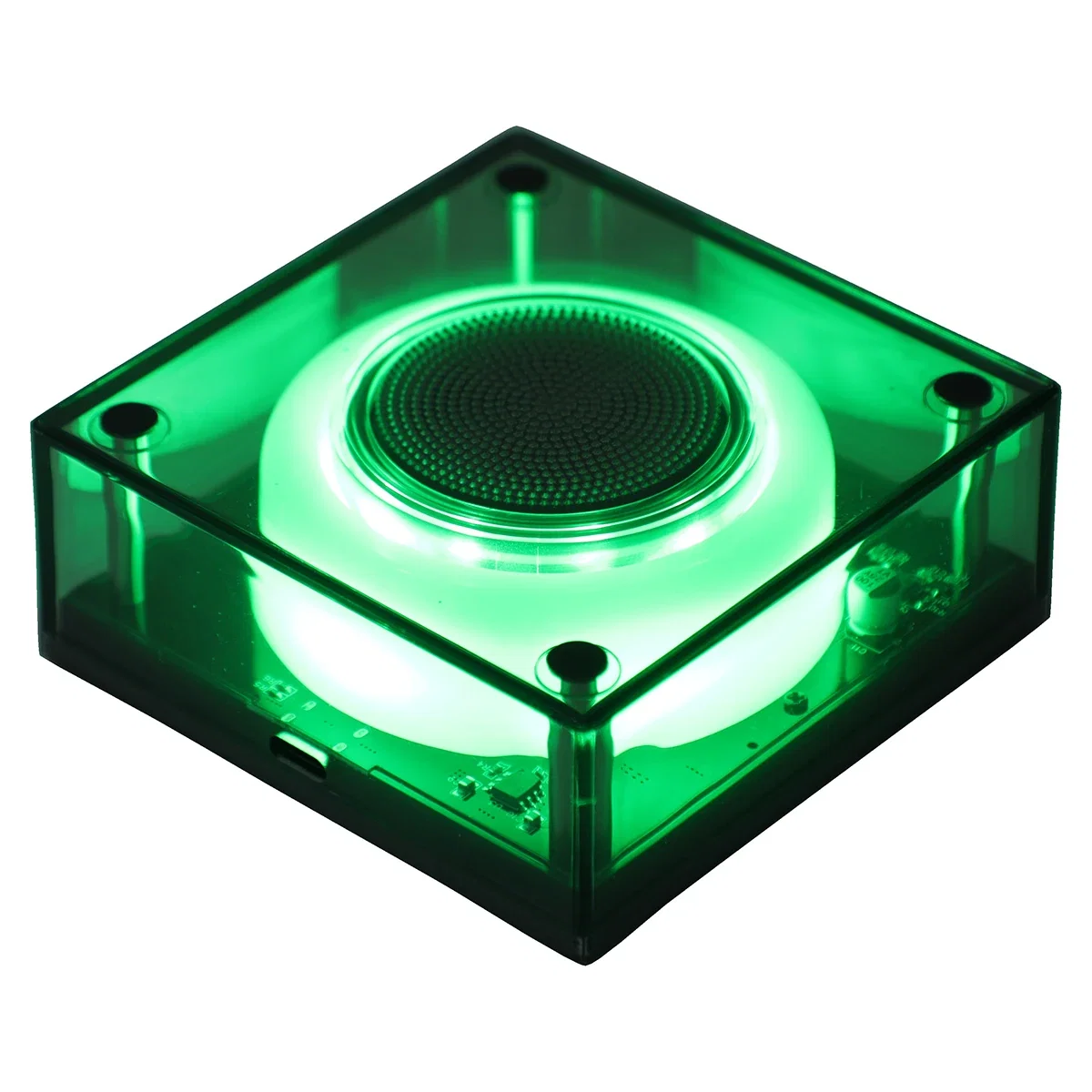 Indigo Light-Up Wireless Speaker glowing in use, promotional speaker lifestyle shot