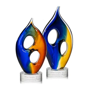 Amber and Blue Art Glass Award, a Two-Tone Glass Blend