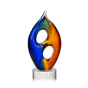 Amber and Blue Art Glass Award, a Two-Tone Glass Blend