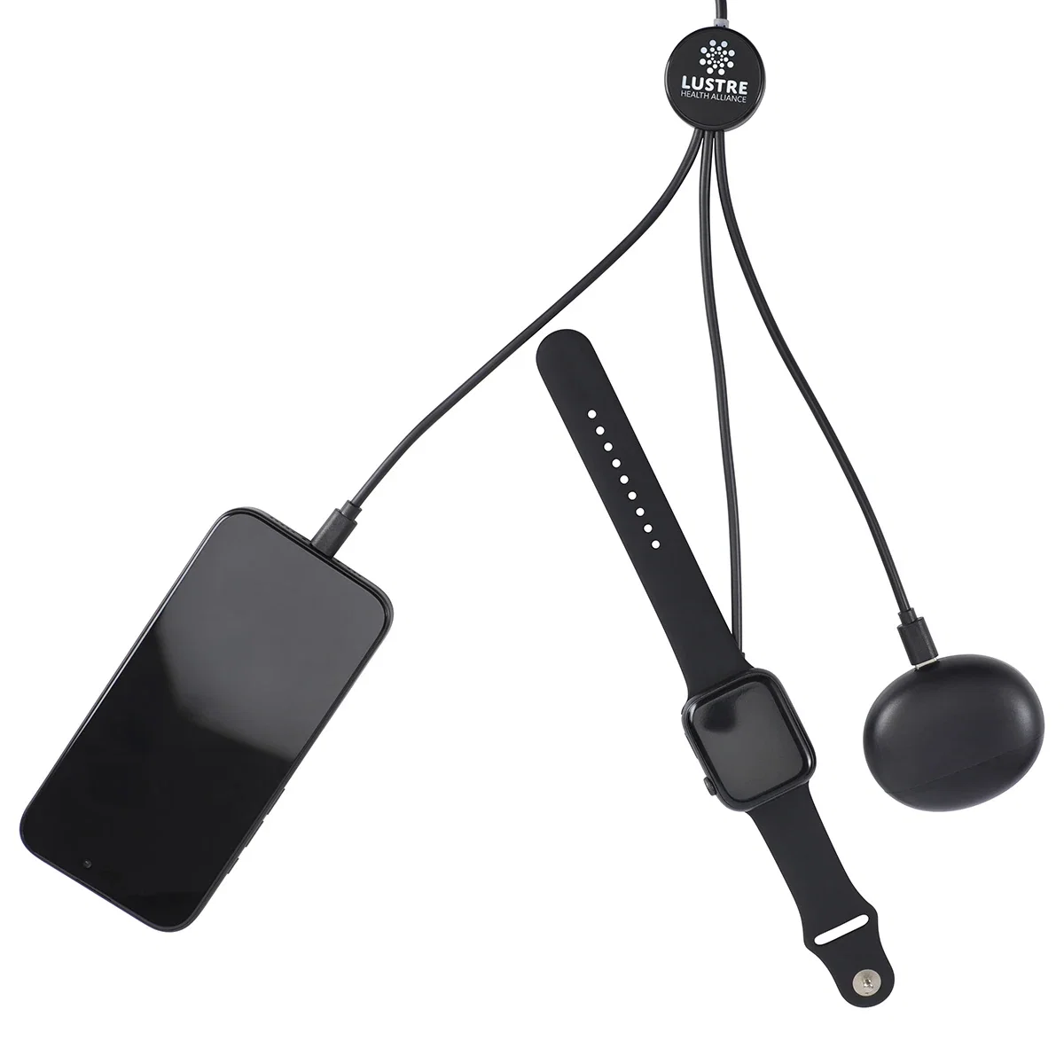 Infinity 5-in-1 Charging Cable coiled to show the built-in watch charger tip