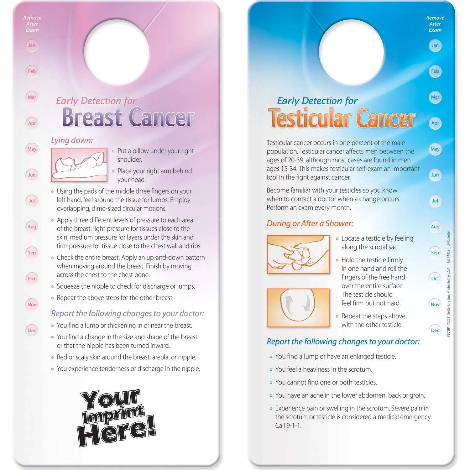 Back of Informational Shower Card with chart of leading causes of illness in women