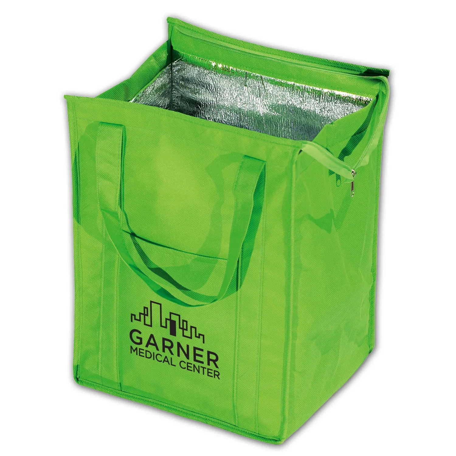 Insulated Polytex Tote W/Zipper — Lime Green — view 2