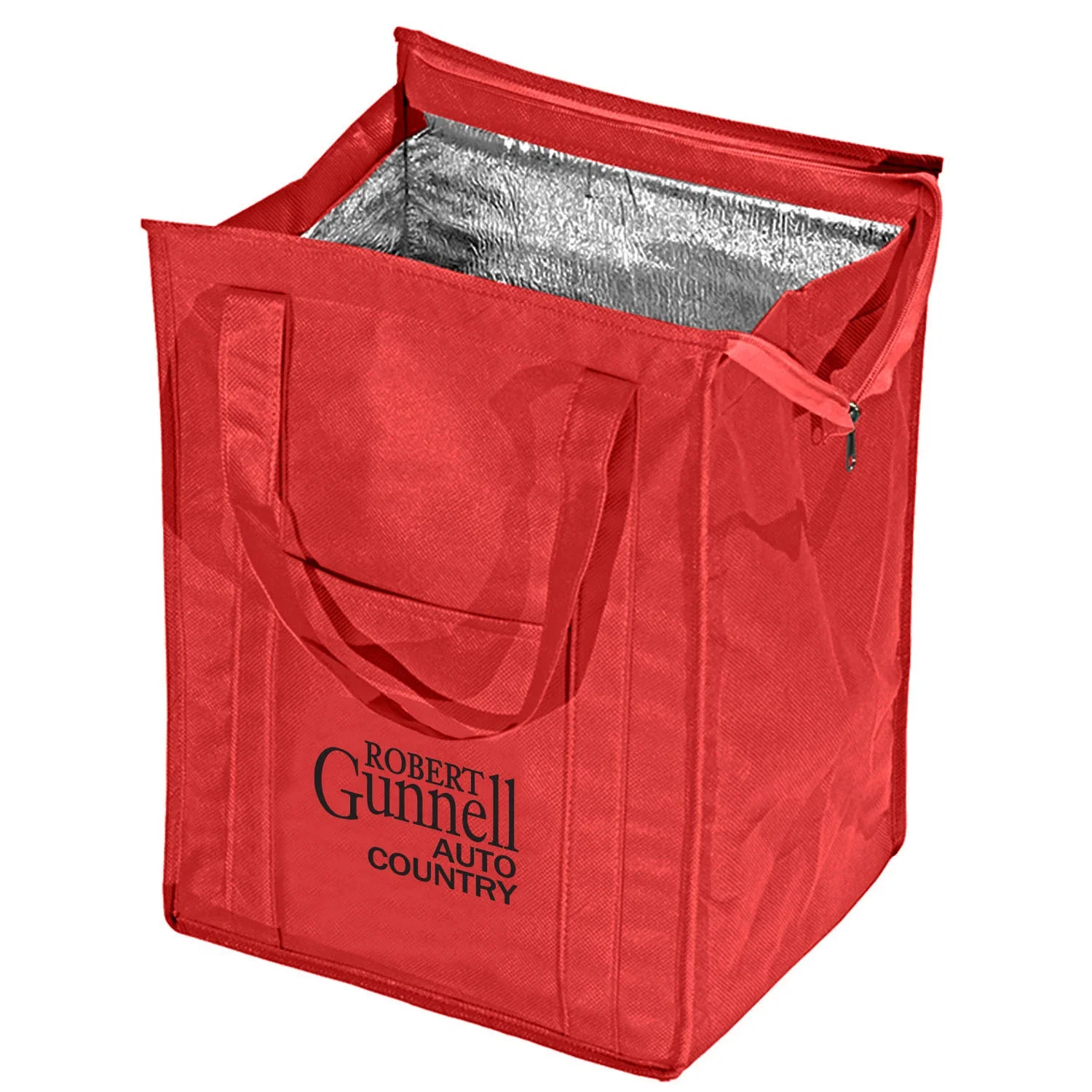 Insulated Polytex Tote W/Zipper — Red — view 4