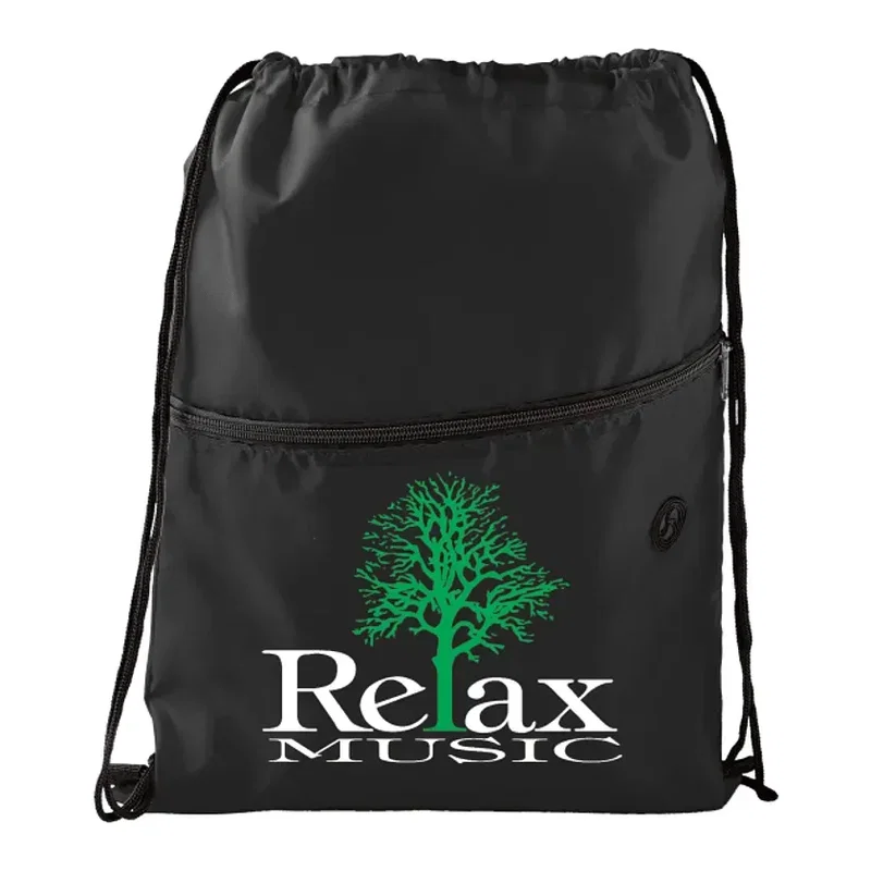 Custom Insulated Drawstring Bag with Zippered Pocket — view 1