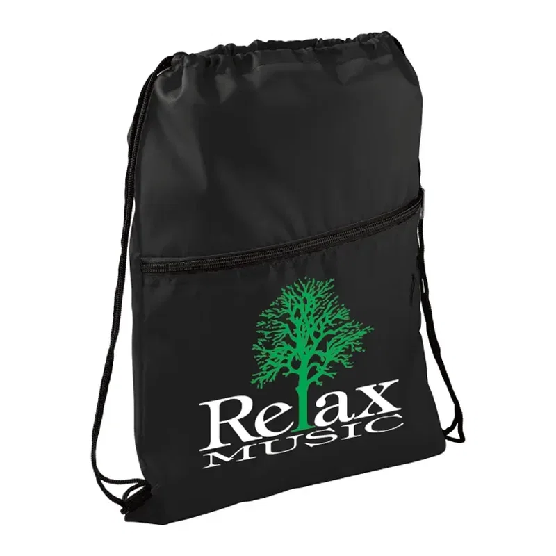 Custom Insulated Drawstring Bag with Zippered Pocket — view 4
