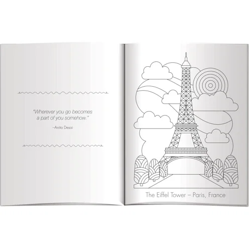 International Landmarks Coloring Book and pencils kitted in poly bag
