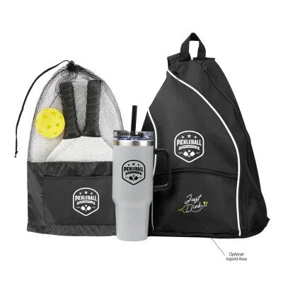 Pickleball themed kit with a bag and tall tumbler