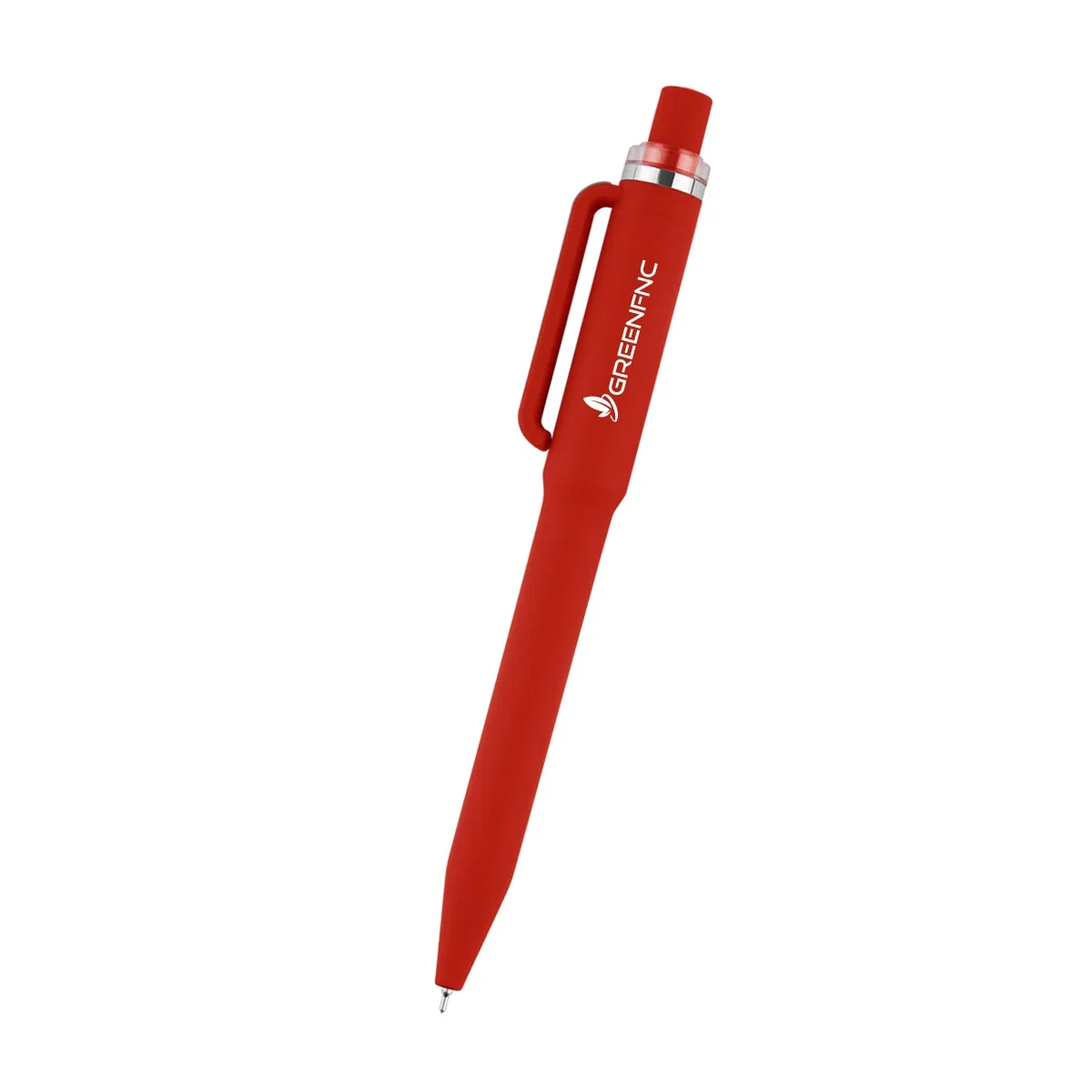 Recycled plastic click pen in a slim barrel shape