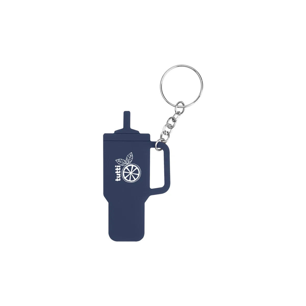 Silicone key ring shaped like a miniature tumbler