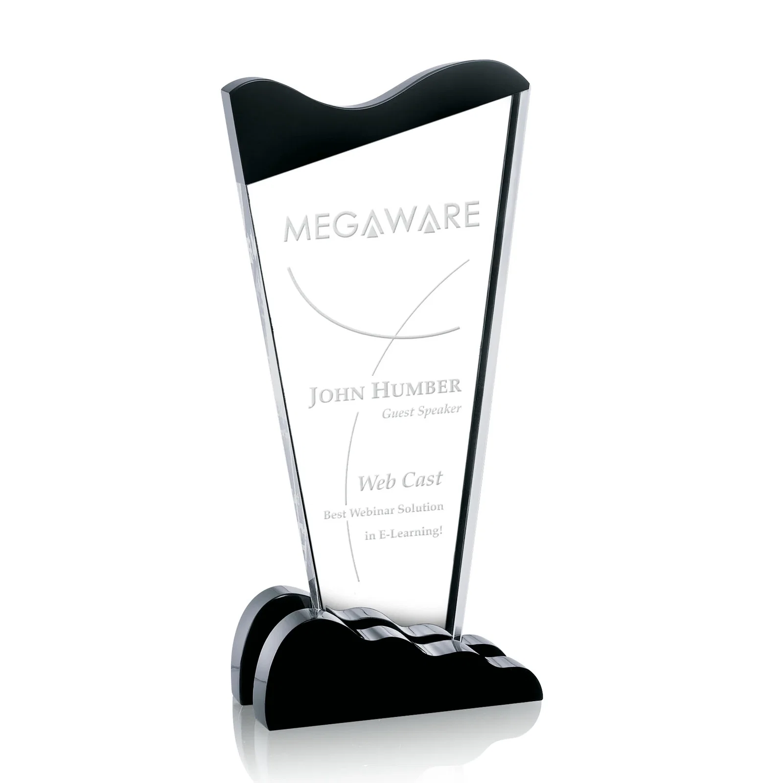 Custom Clear and Black Optical Crystal Award With Sculpted Base, awards for employee recognition