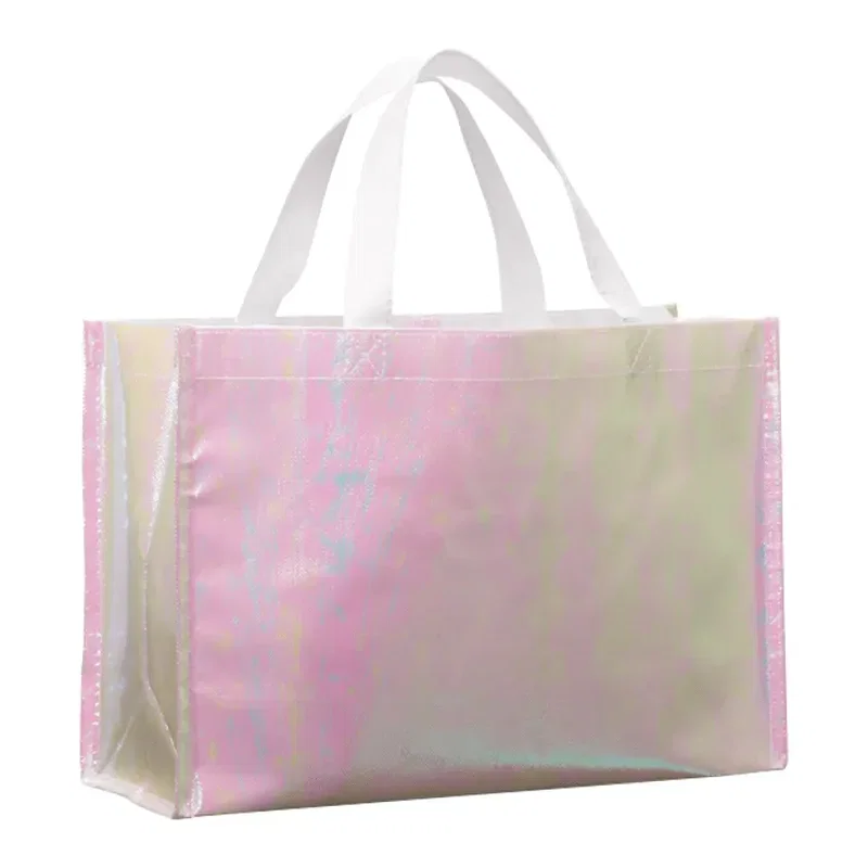 Personalized Iridescent Non-Woven Shopper Tote — view 3