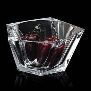 Lead Free Crystalline Bowl with Hexagon and Circle Overlap