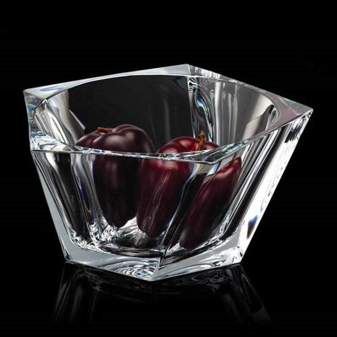 Custom Lead Free Crystalline Bowl with Hexagon and Circle Overlap for sales achievement awards
