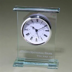 Layered Jade Glass Desk Clock With Floating Metal Movement