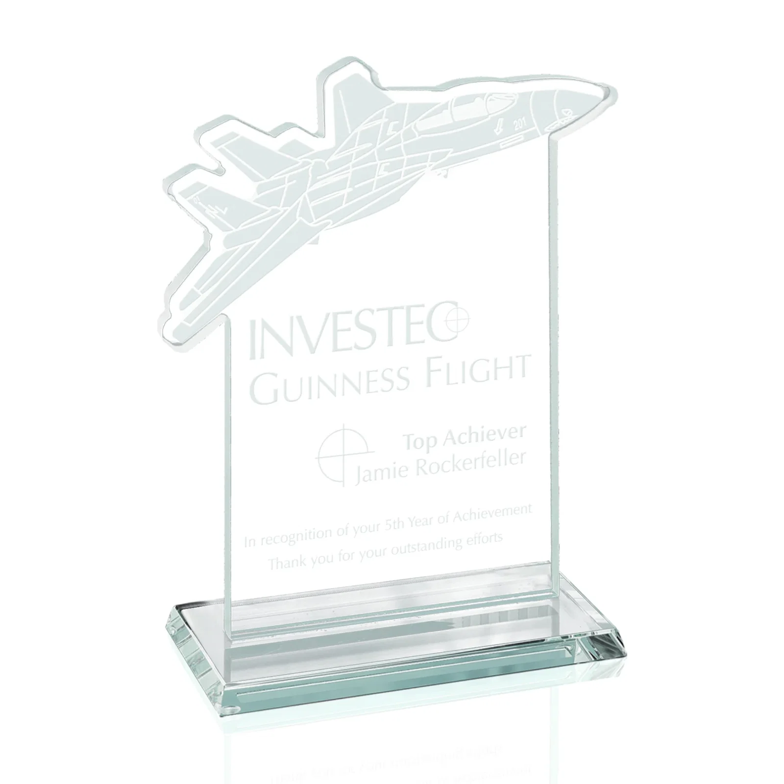 Jade Glass Jet Fighter Business & Military Award — view 2