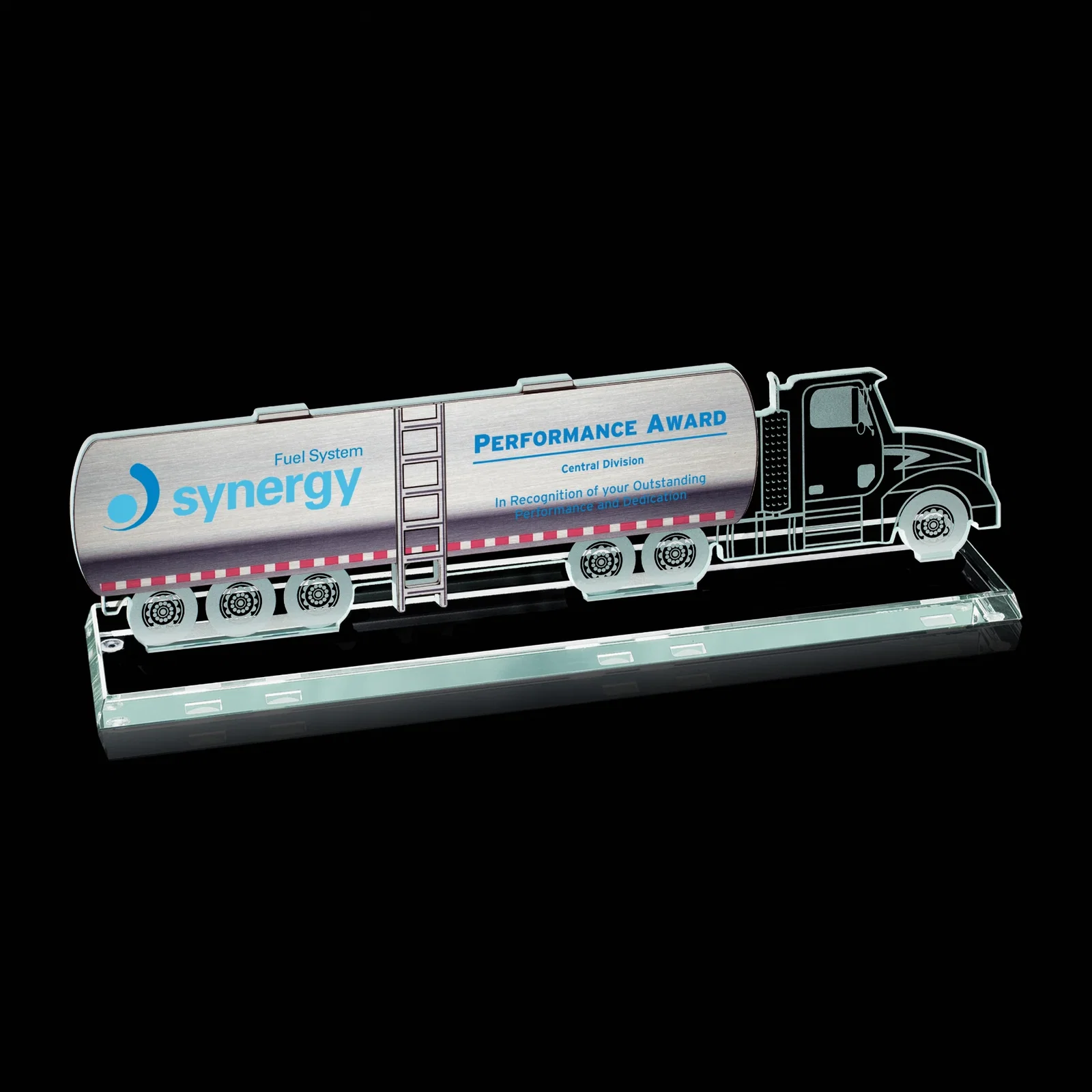 Custom Jade Glass Tanker Truck Award — view 3