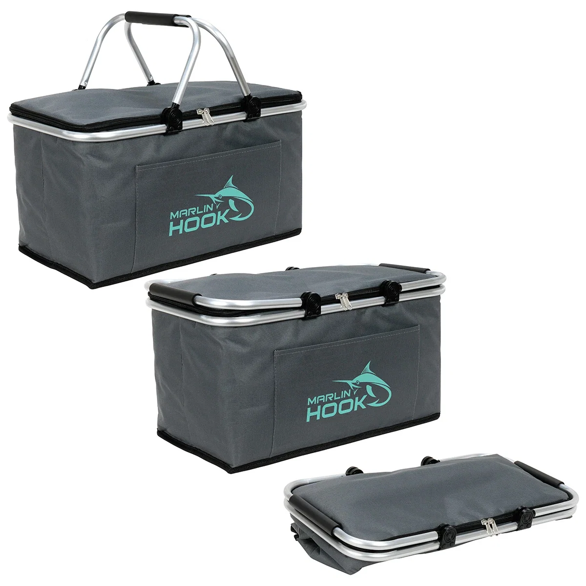 Side profile of the promotional Jamboree Insulated Hard Frame Picnic Basket