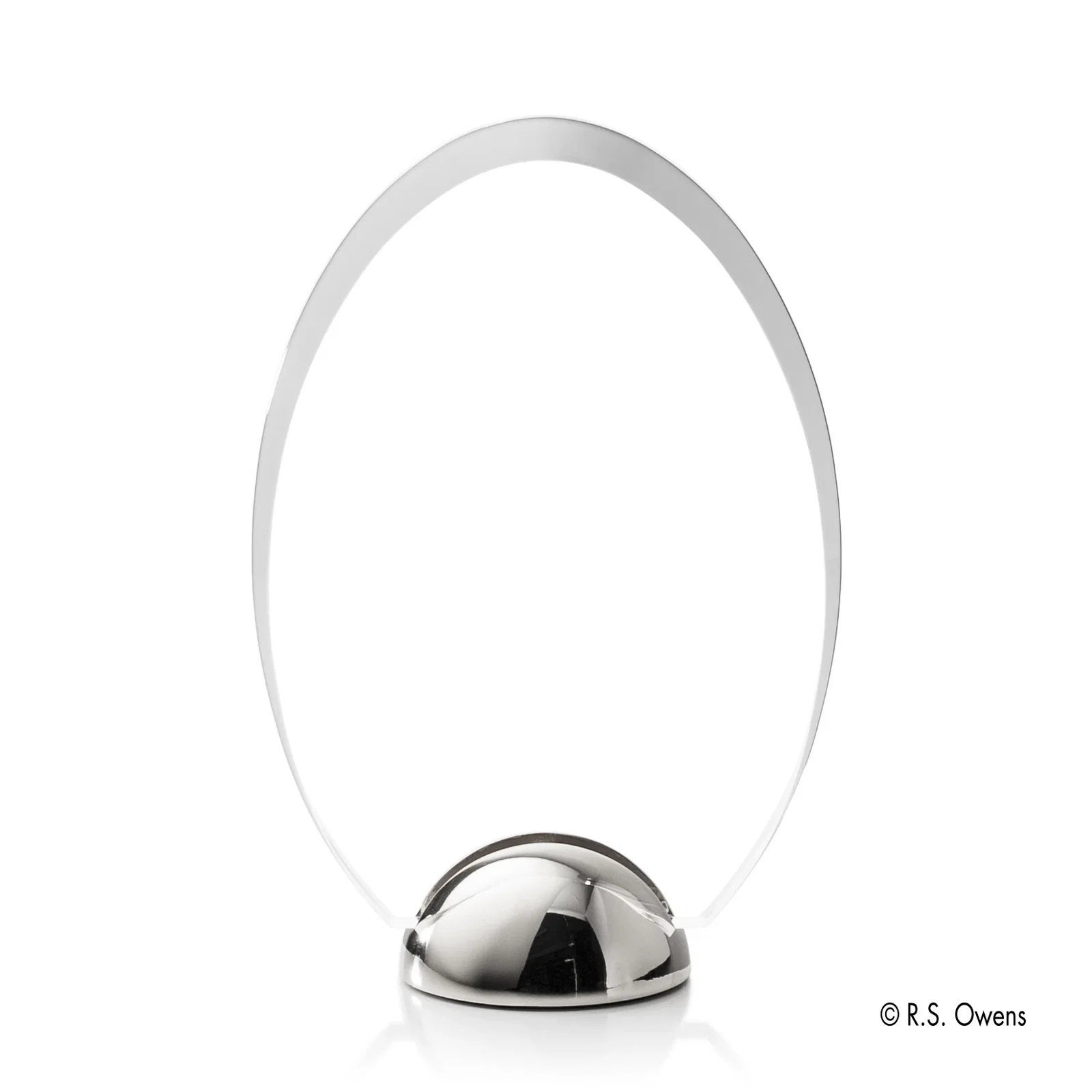 Custom Beveled Acrylic Oval Award on Cast Metal Hemisphere Base for dealer and partner awards