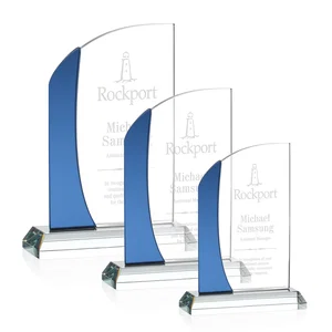 Starfire Crystal Arch Award with Layered Blue Accent