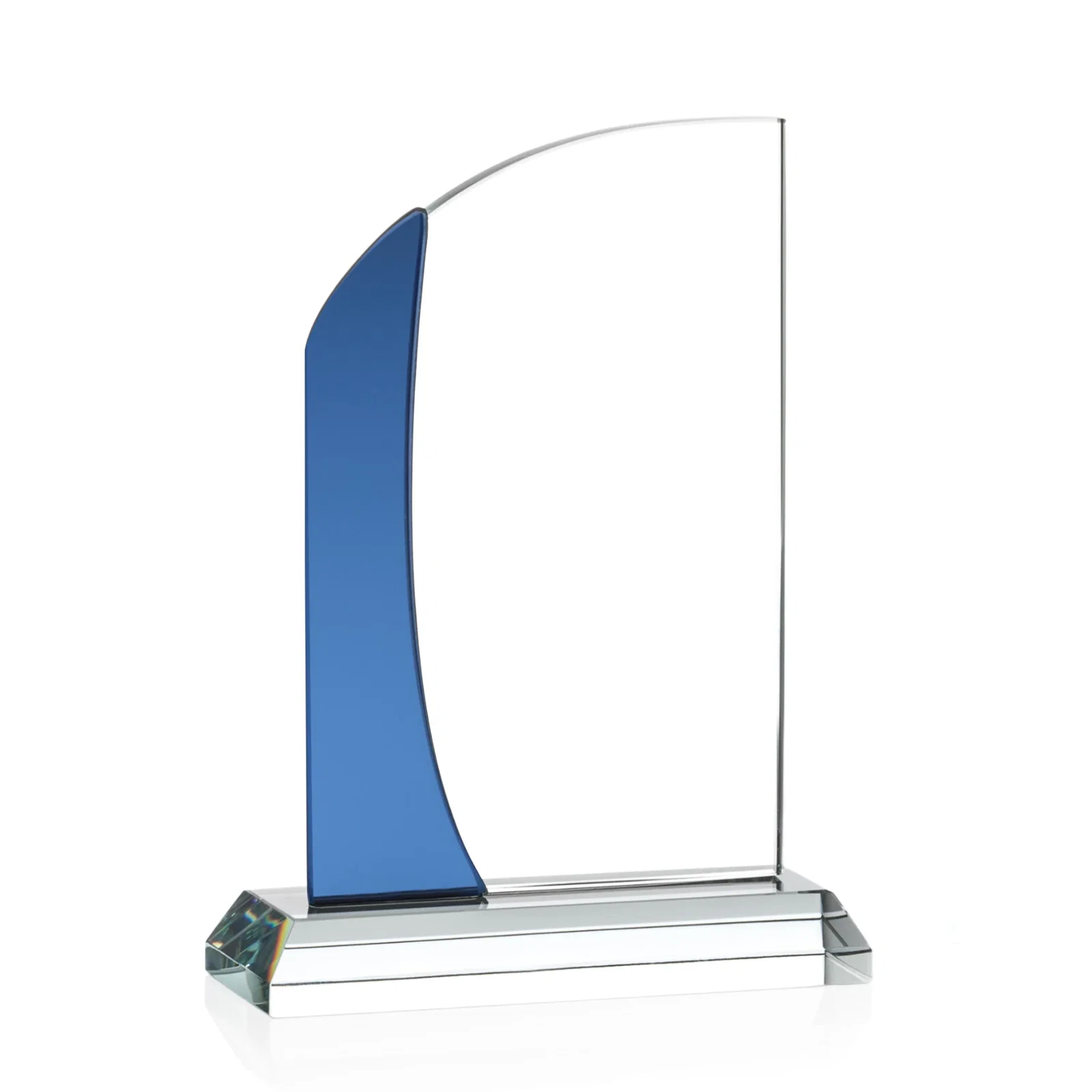 Personalized Starfire Crystal Arch Award with Layered Blue Accent, awards for team milestone celebrations