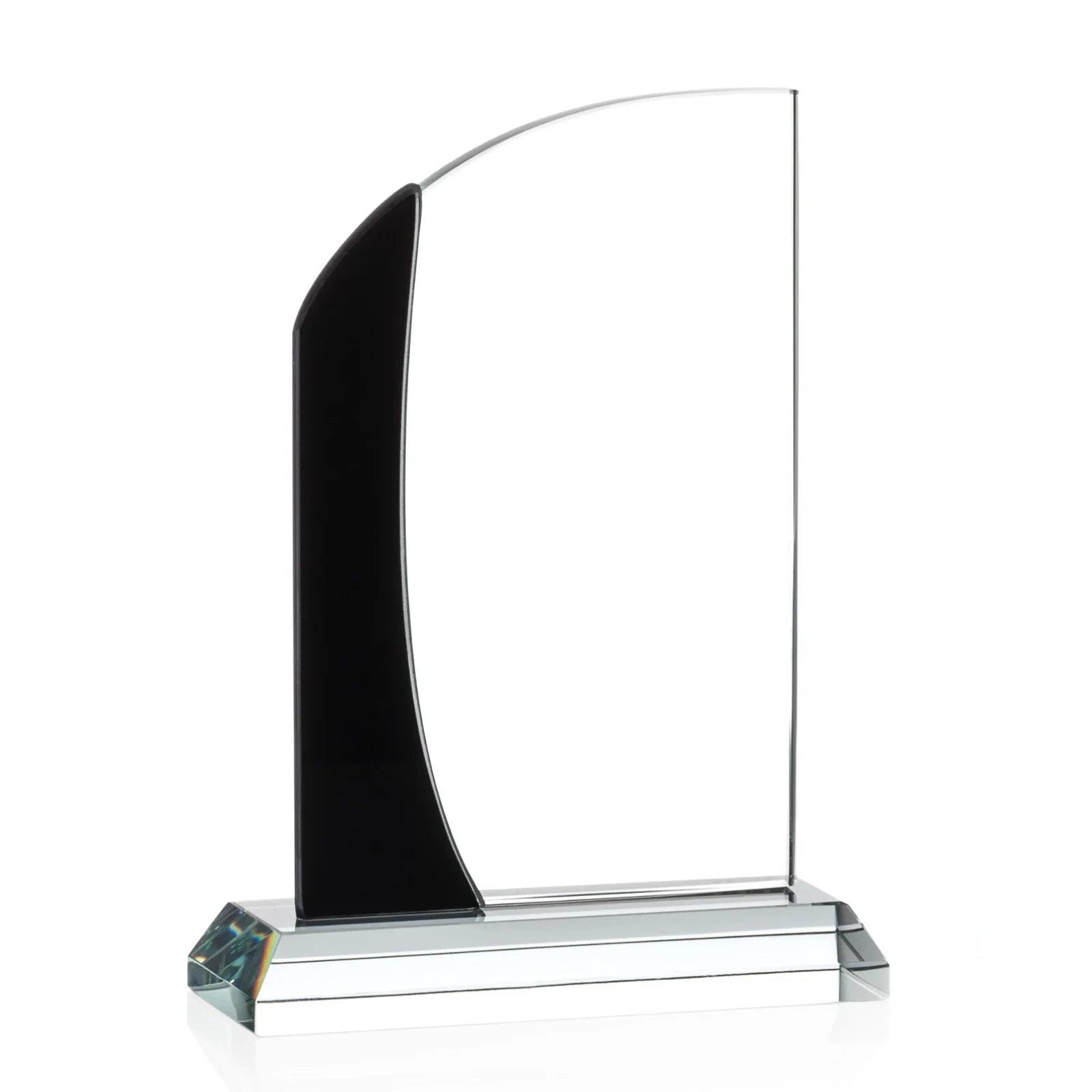 Personalized Starfire Crystal Arch Award with Layered Blue Accent, awards for volunteer appreciation