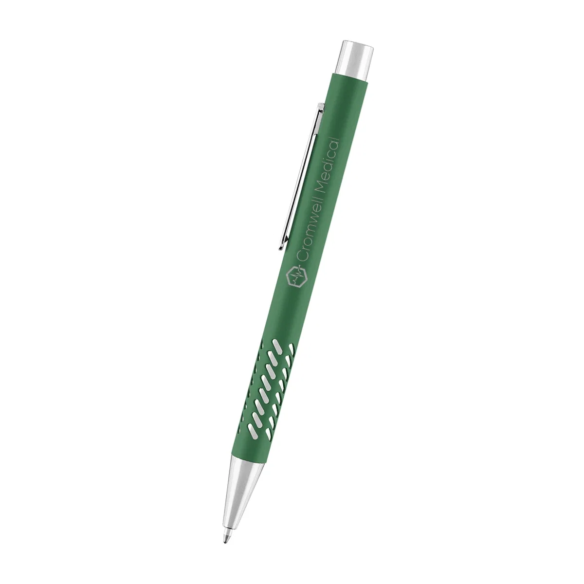Writing tip showing after the plunger is pressed